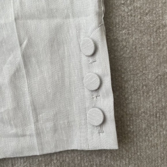 J Jill Pants Womens Medium Petite Light Grey Cropped Linen Stretch Button Detail - Picture 4 of 13